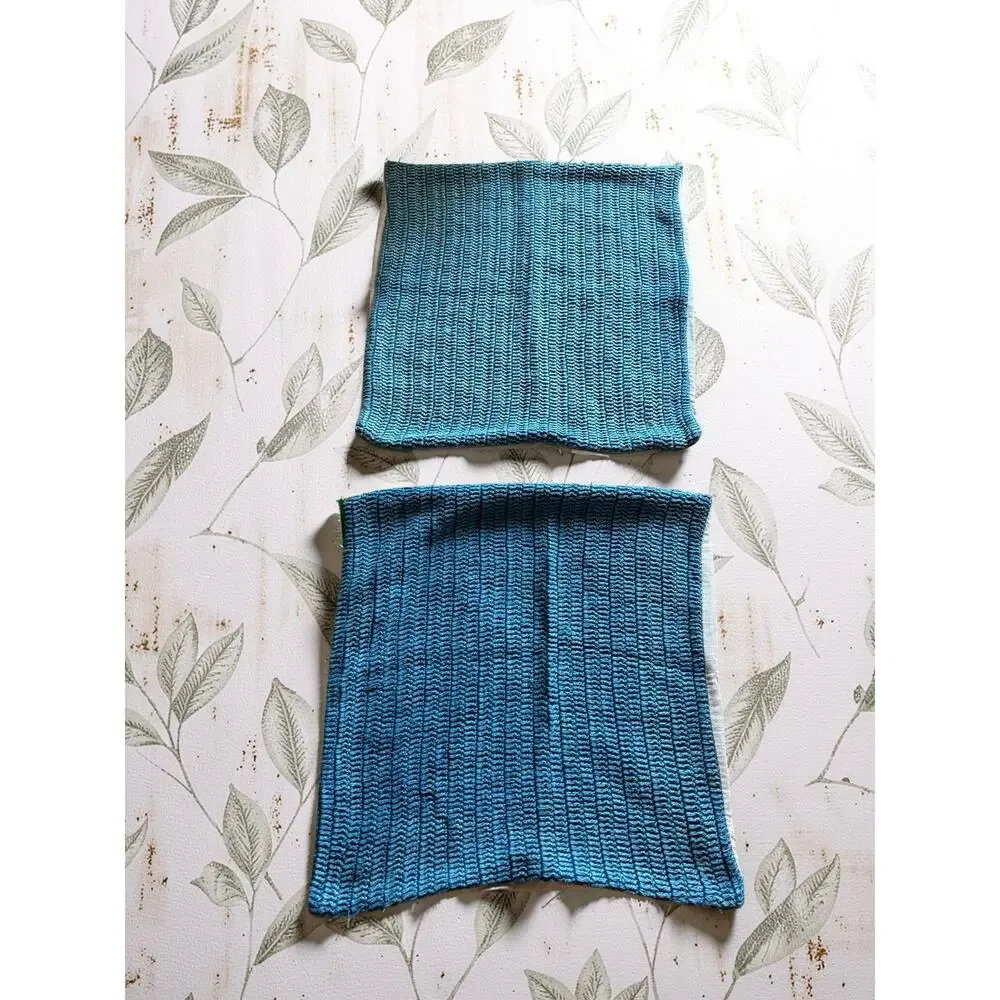 Villa Classic Home Set of 2 Blue Linen Pillow Covers Square Teal Textured Zip